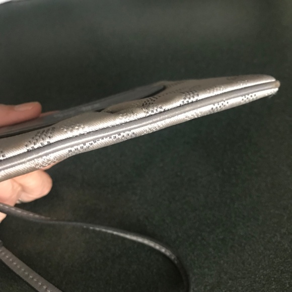 Coach Gray Canvas Leather Signature C Wristlet Mini Pouch - Picture 13 of 16